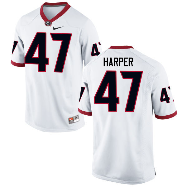 Men Georgia Bulldogs #47 Daniel Harper College Football Jerseys-White - Click Image to Close